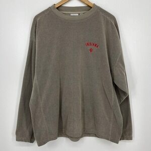 Time Out Indiana University Hoosiers Waffle Knit Sweatshirt Mens Large Taupe Vtg